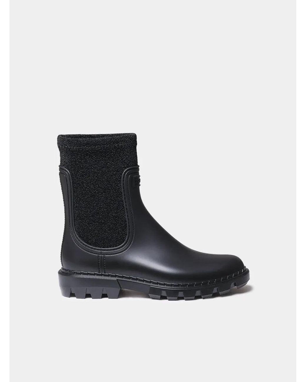 Toni Pons Black Chelsea Rain Boots With Shiny Elastic Side