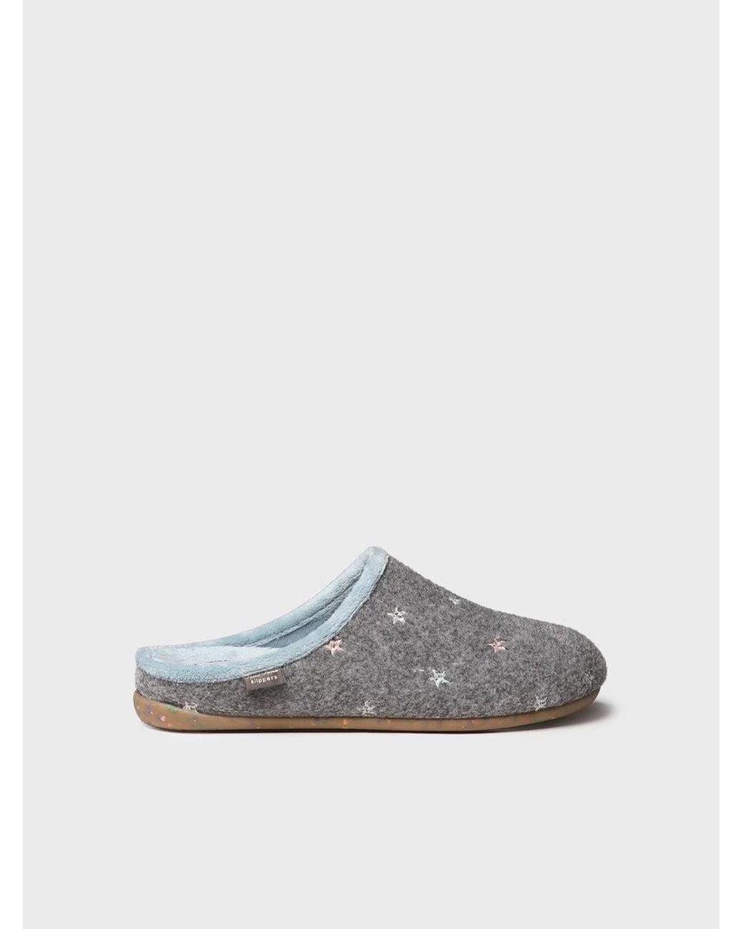 Toni Pons Gray Open Slipper With Glow-In-The-Dark Embroidery For