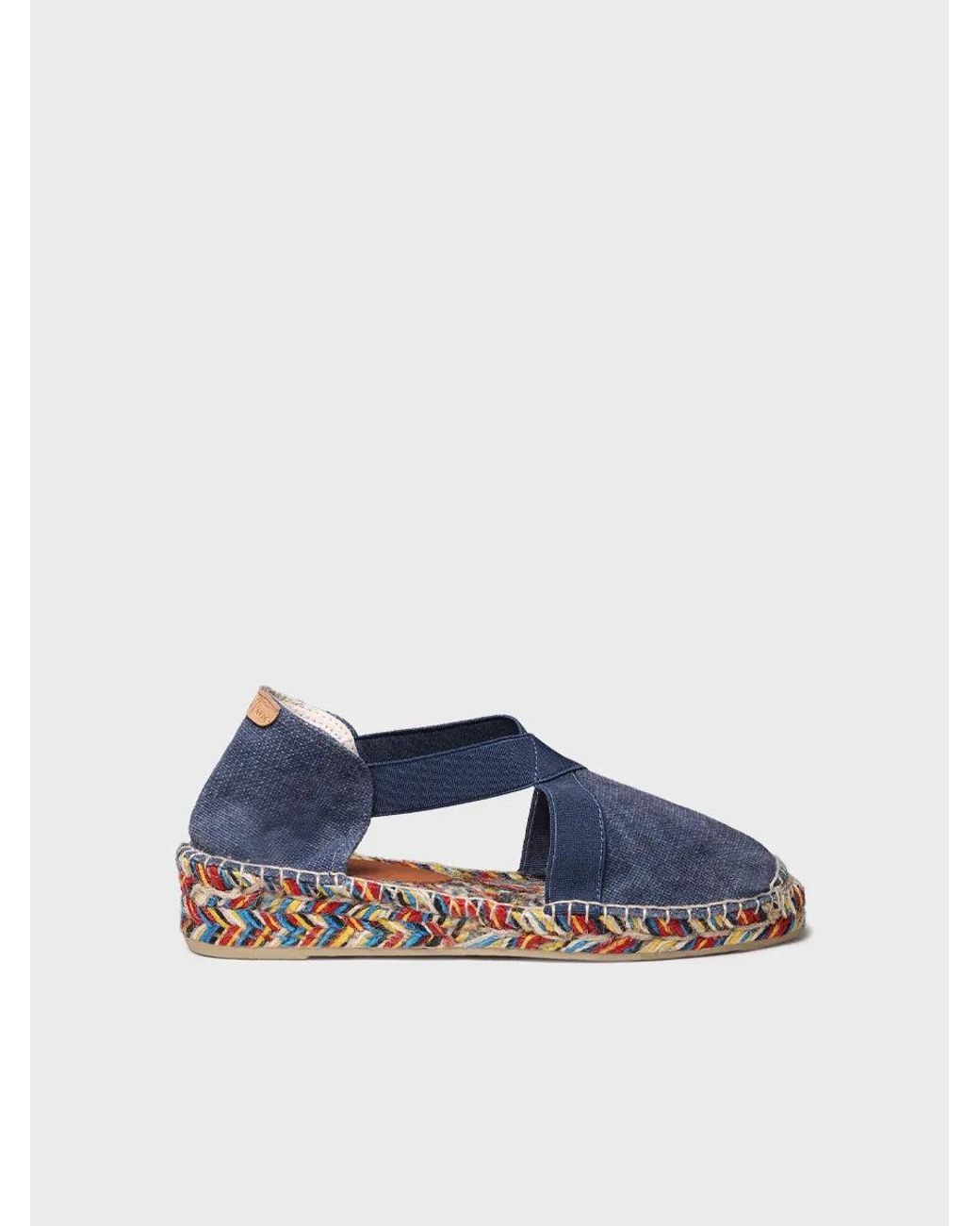 Toni Pons Blue Flat Espadrilles With Elastics And Multicoloured Sole