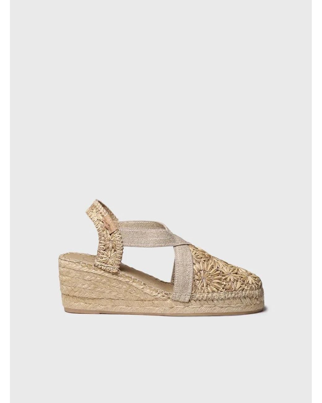 Toni Pons Natural Floral Raffia Wedge Espadrille