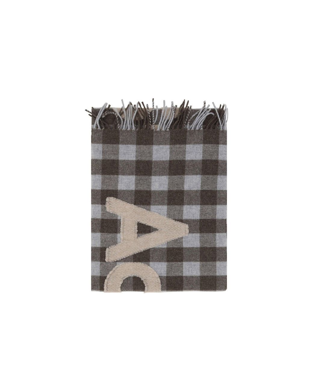 Acne Gray Check Logo Scarf