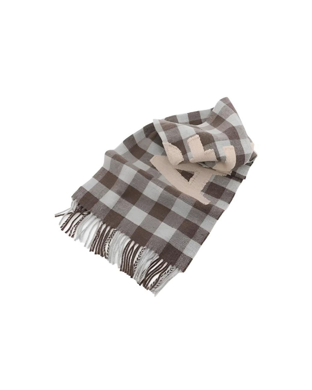 Acne Gray Check Logo Scarf