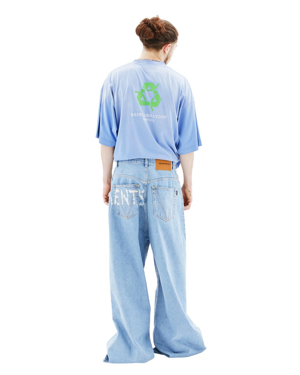 Vetements Logo Destroyed Baggy Jeans in Blue | Lyst