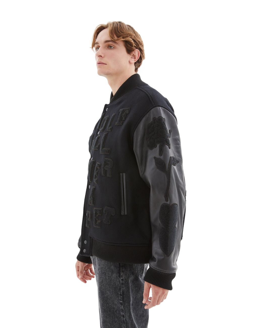 Chains Camo Varsity Jacket - Luxury Black