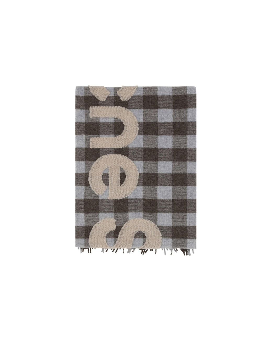 Acne Gray Check Logo Scarf