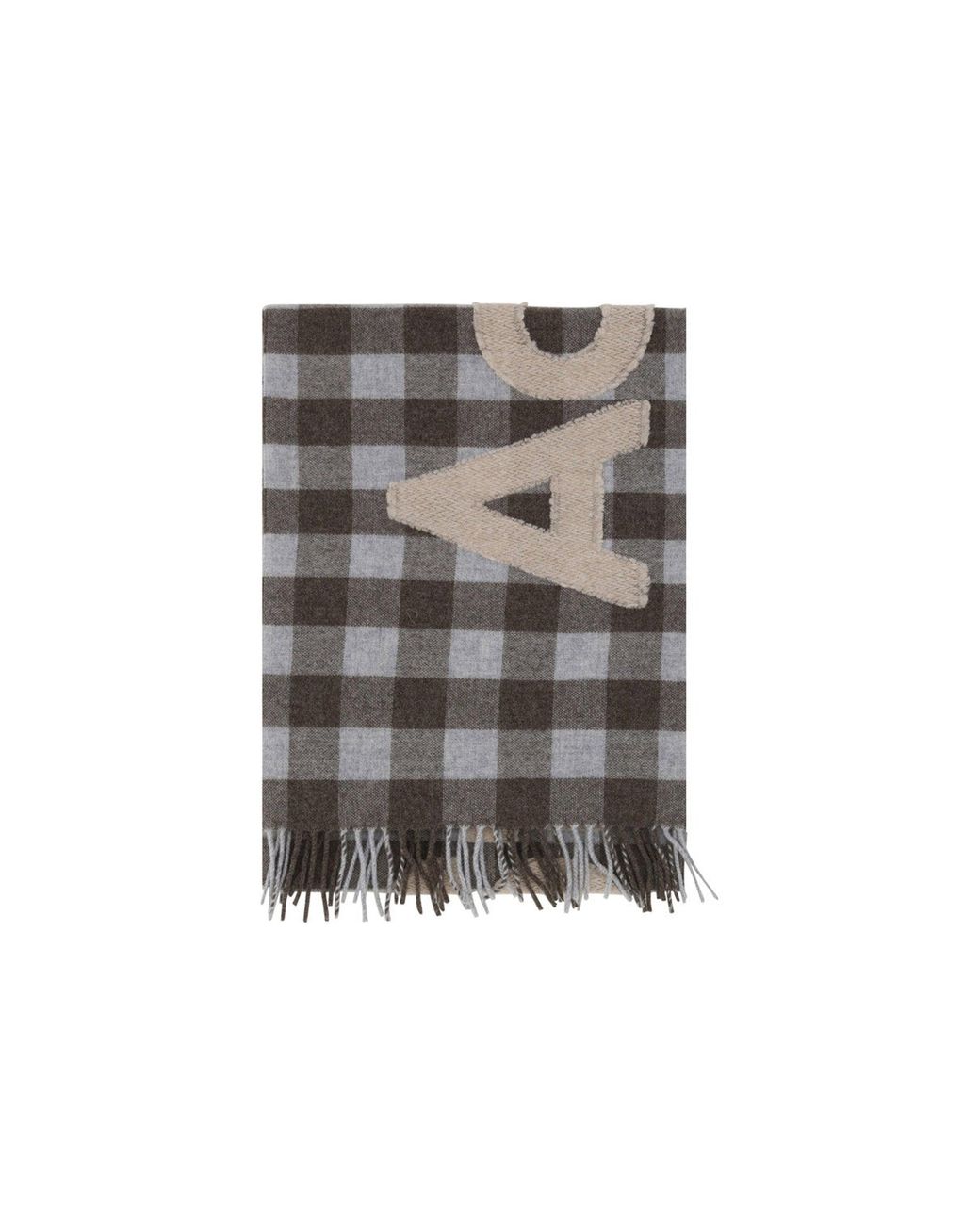 Acne Gray Check Logo Scarf