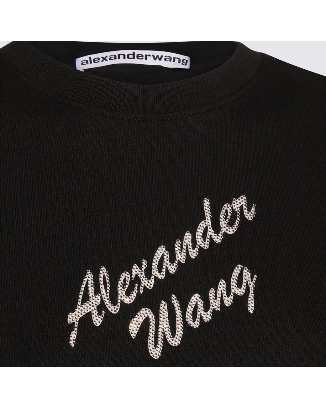 Alexander Wang Black Shrunken Tee W/Hotfix Logo