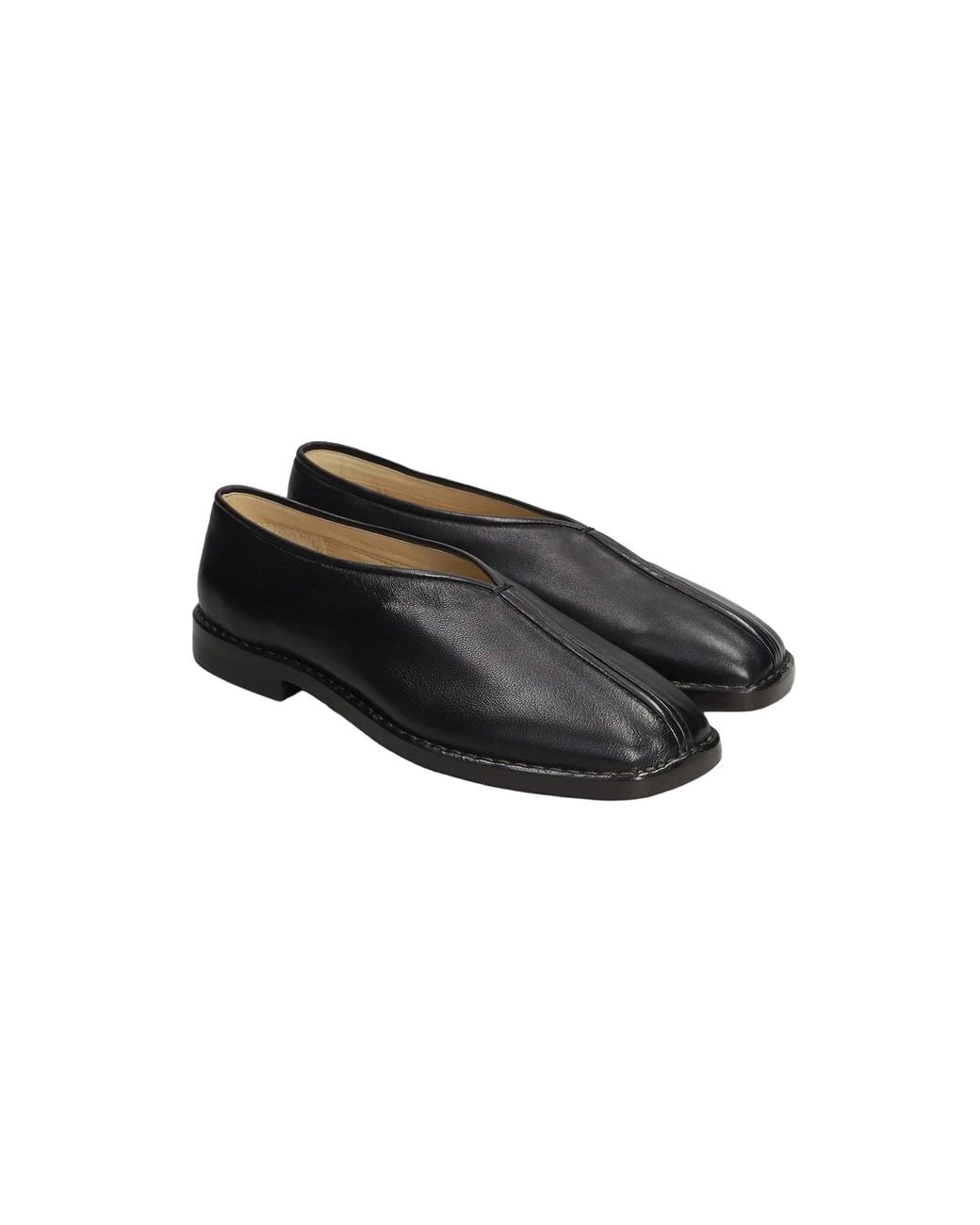 Lemaire Black Flat Piped Slippers