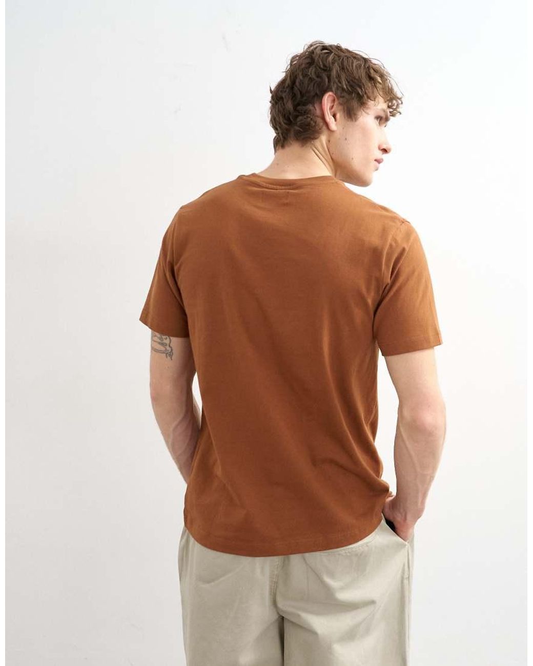 Topman Brown Classic Fit T-shirt for men