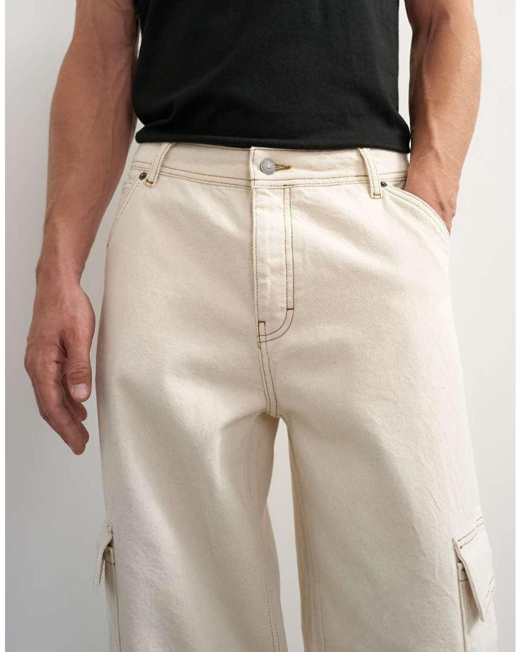 Topman White Rigid baggy Fit Jean With Side Pockets for men
