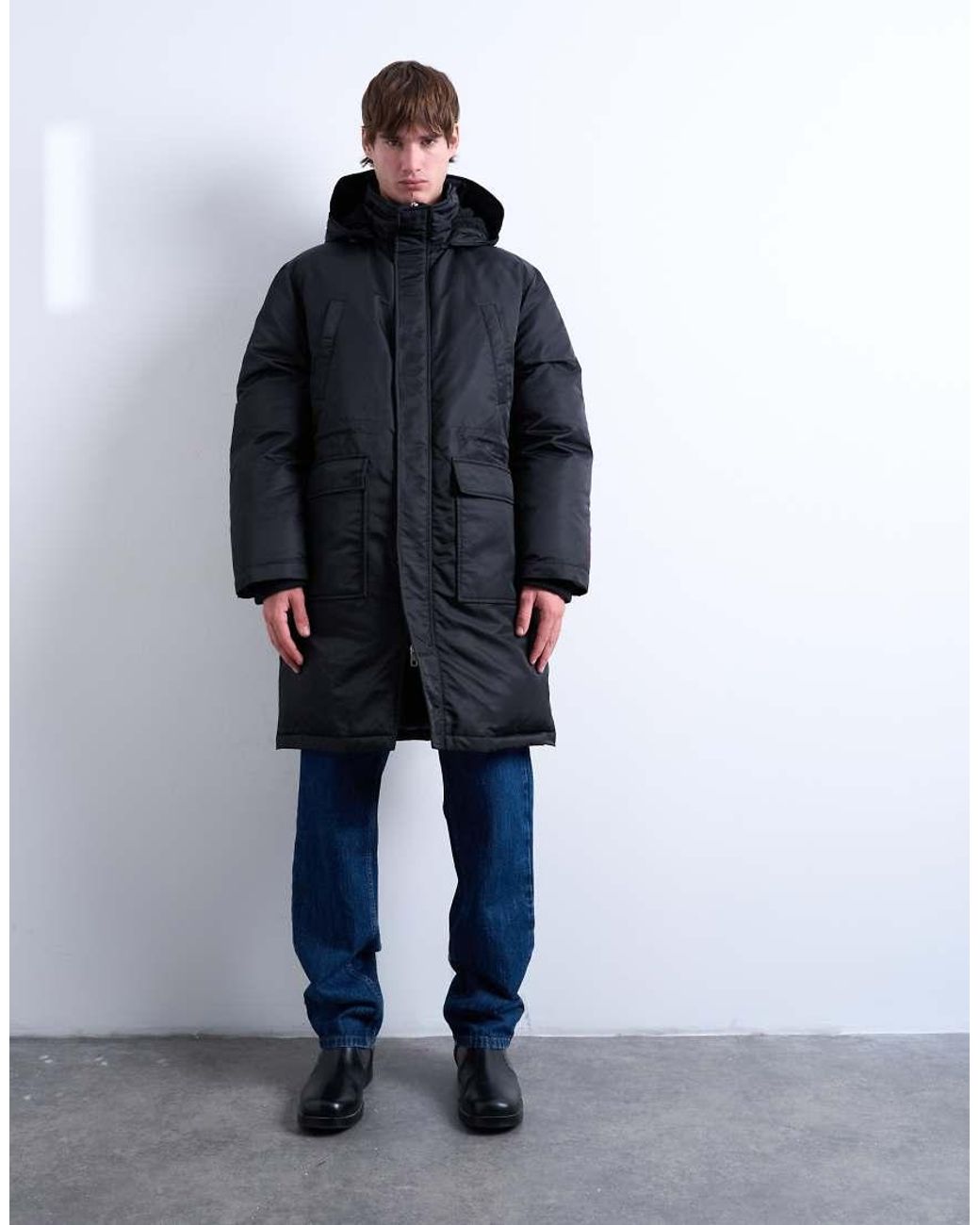 Topman Blue Double Pocket Parka for men