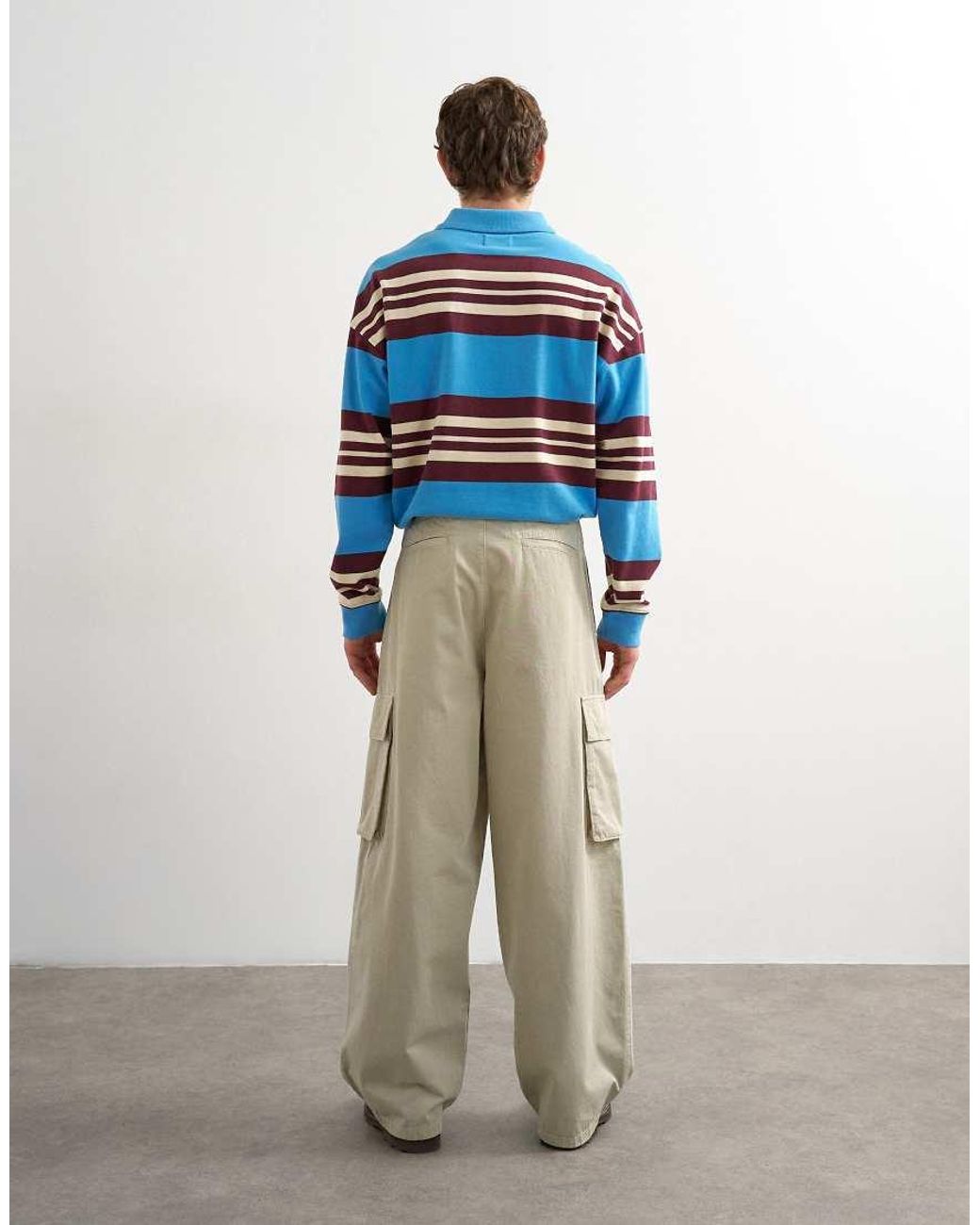 Topman Blue baggy Fit Cargo Trouser for men