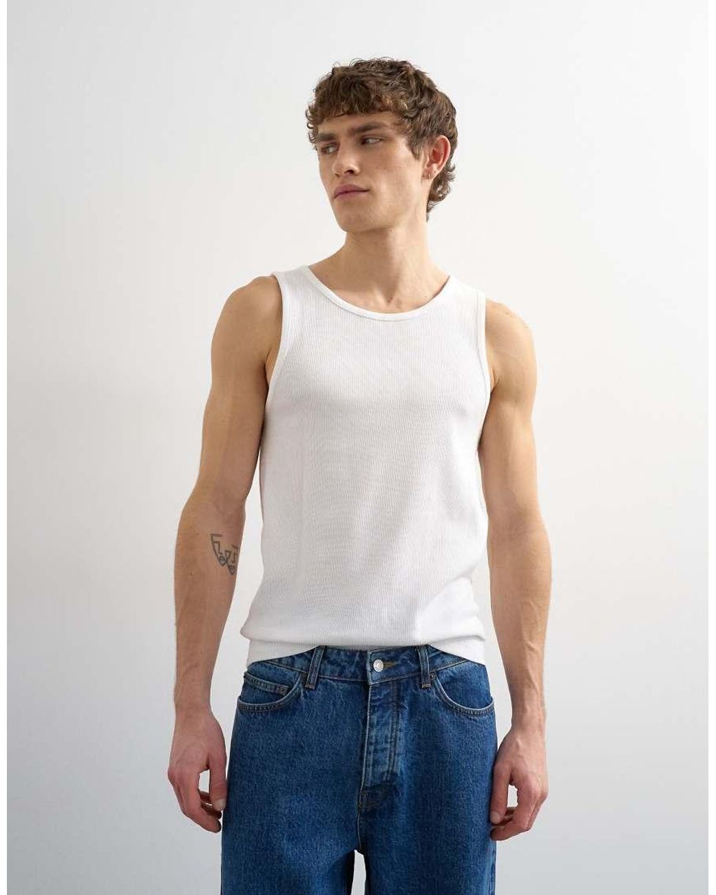 Topman Blue Rib Vest for men