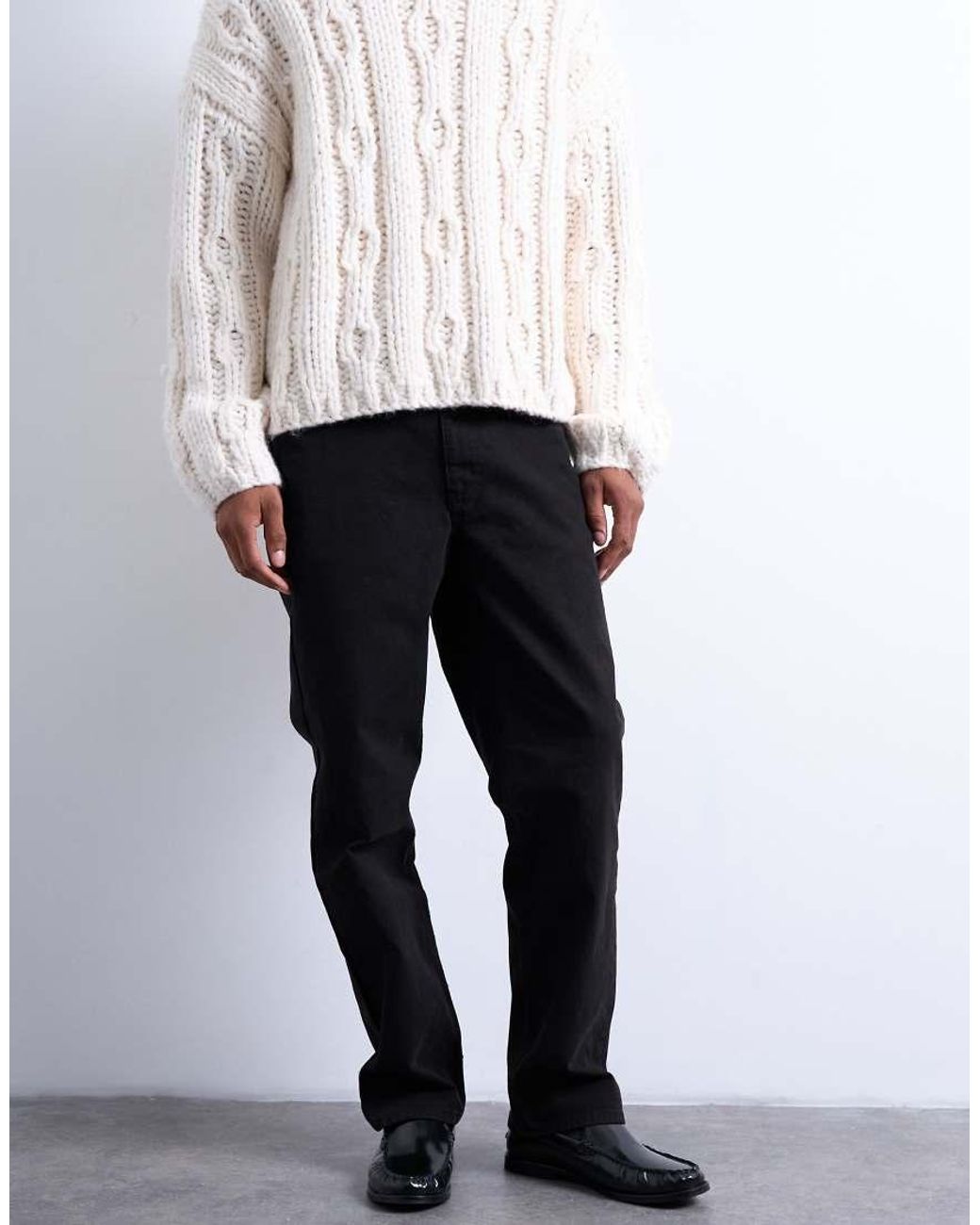 Topman White Straight Fit Canvas Trouser for men