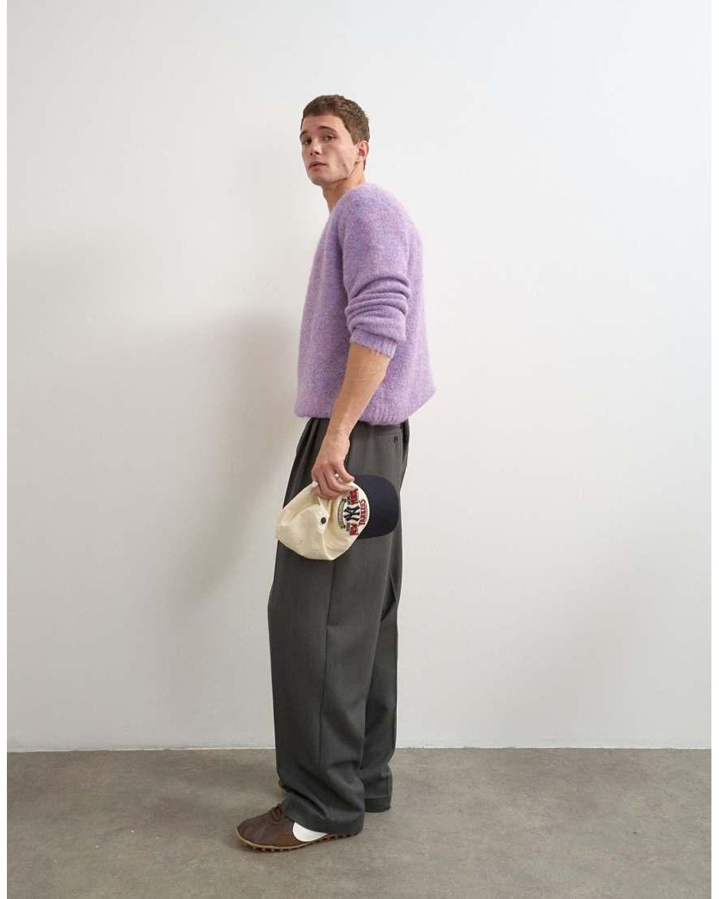 Topman Purple Relaxed Fit Loose Knit Jumper for men