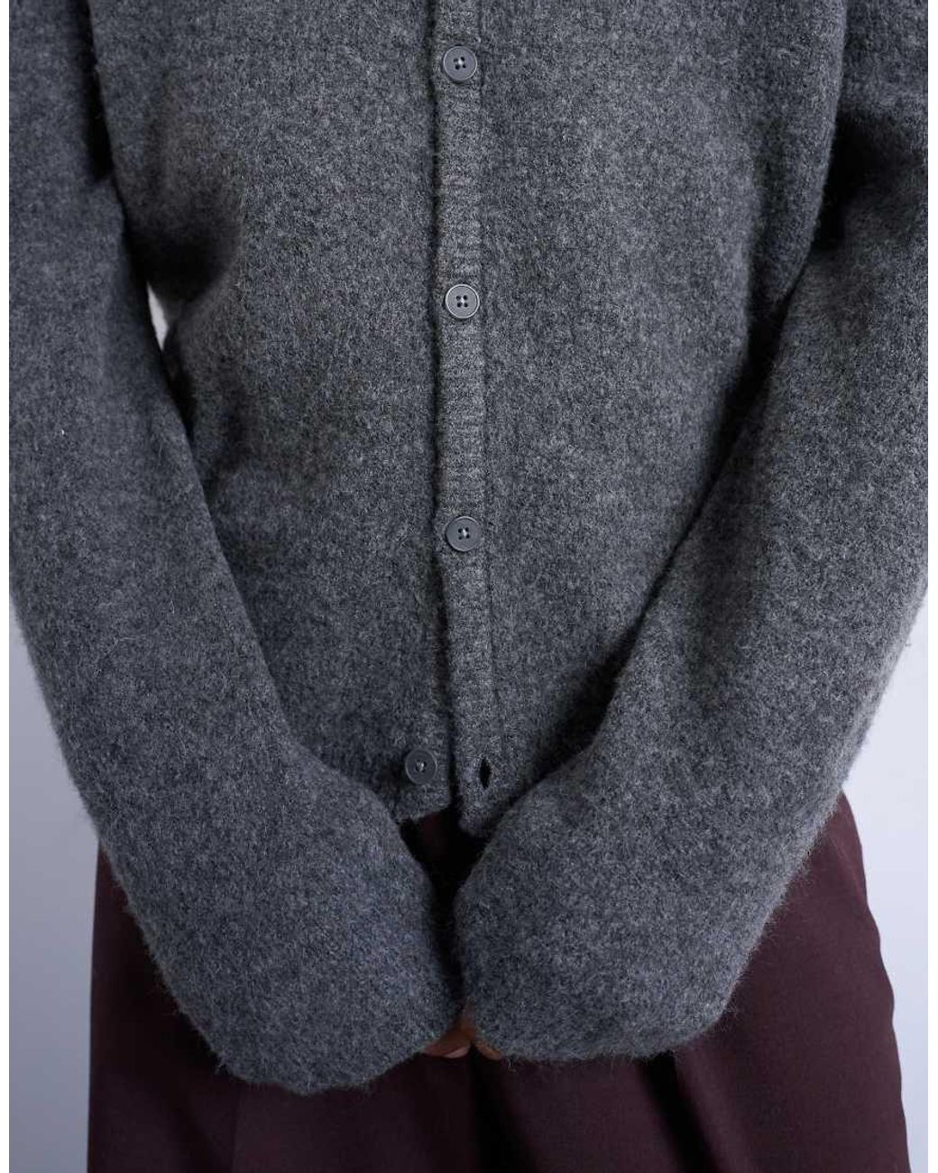Topman Gray Regular Fit Knitted Cardigan for men