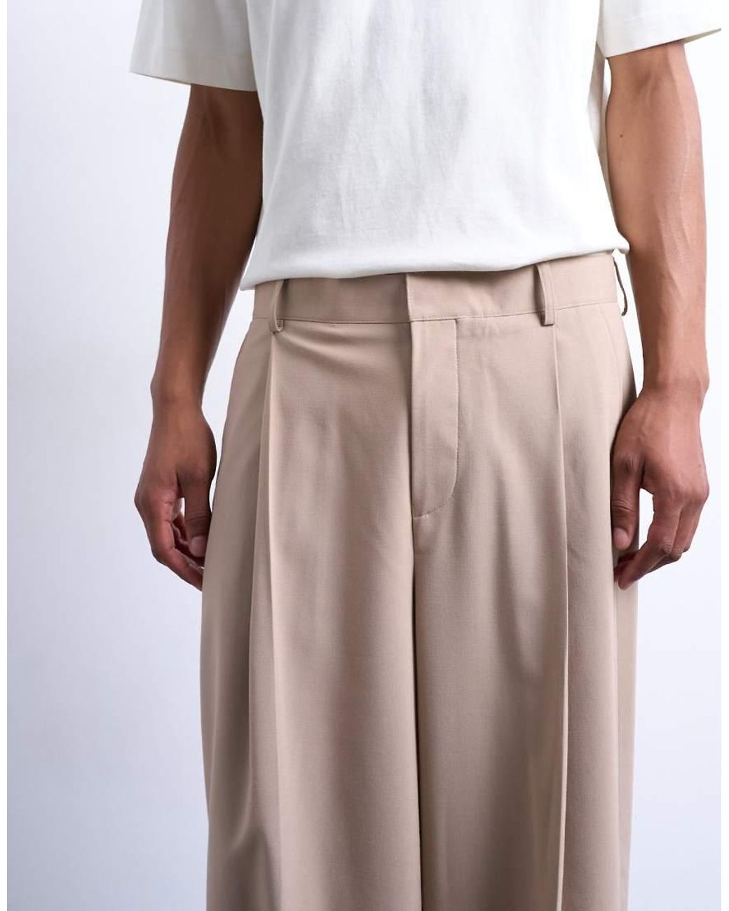 Topman White Relaxed Smart Trousers for men