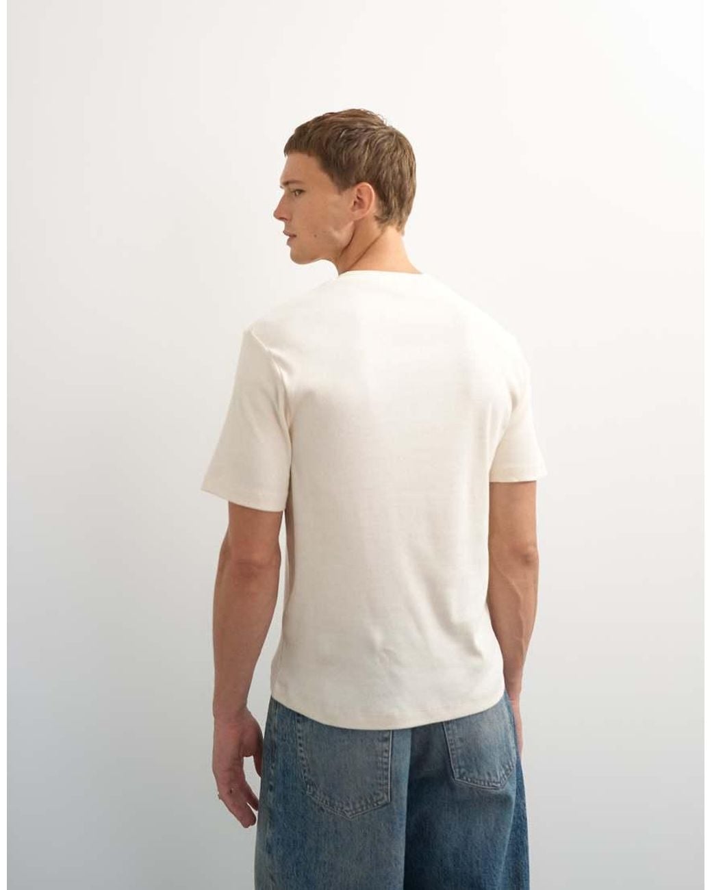 Topman White Slim Fit Rib Henley T-shirt for men