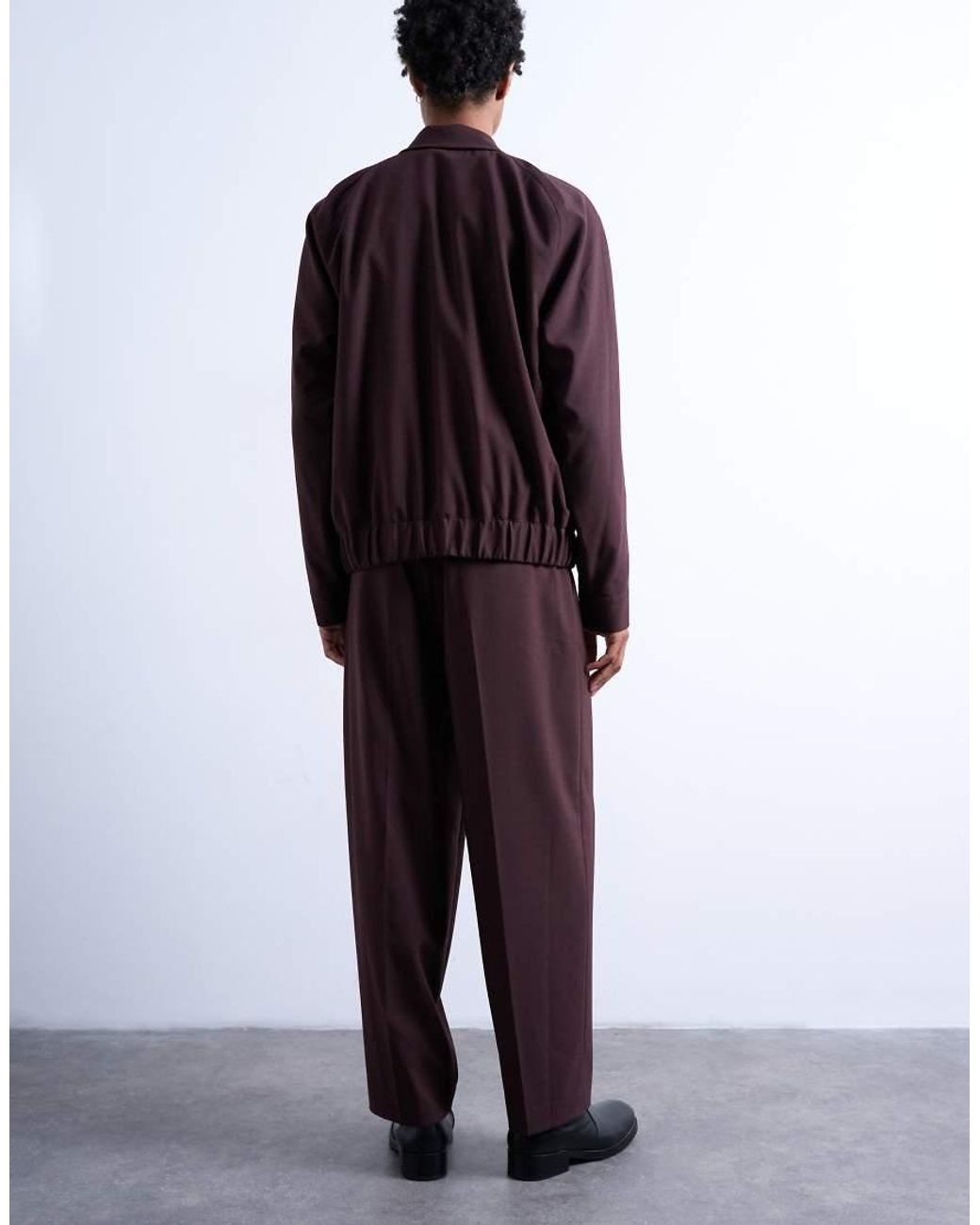 Topman Purple Relaxed Tapered Trousers for men