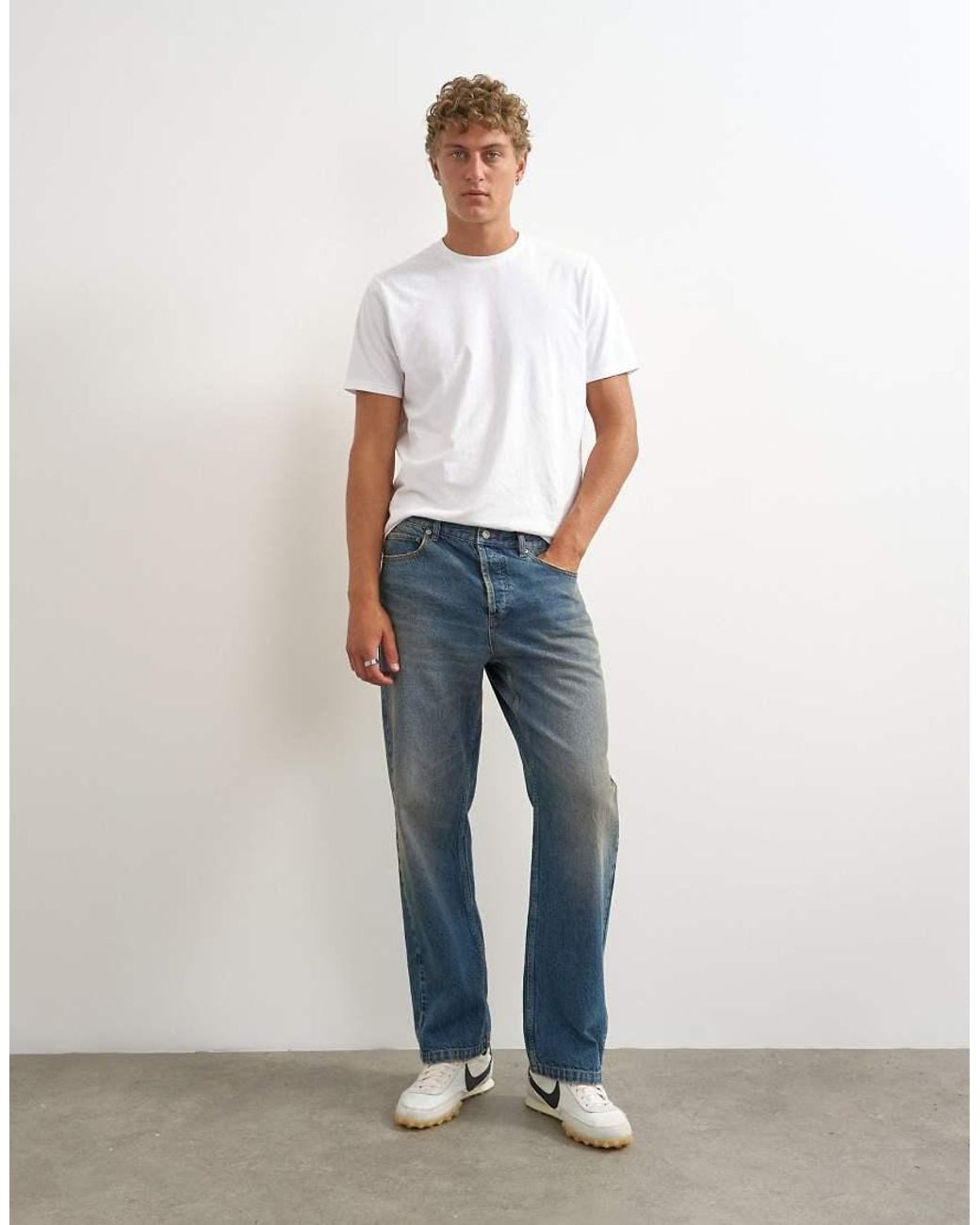 Topman White Rigid Straight Fit Jean With Tint for men