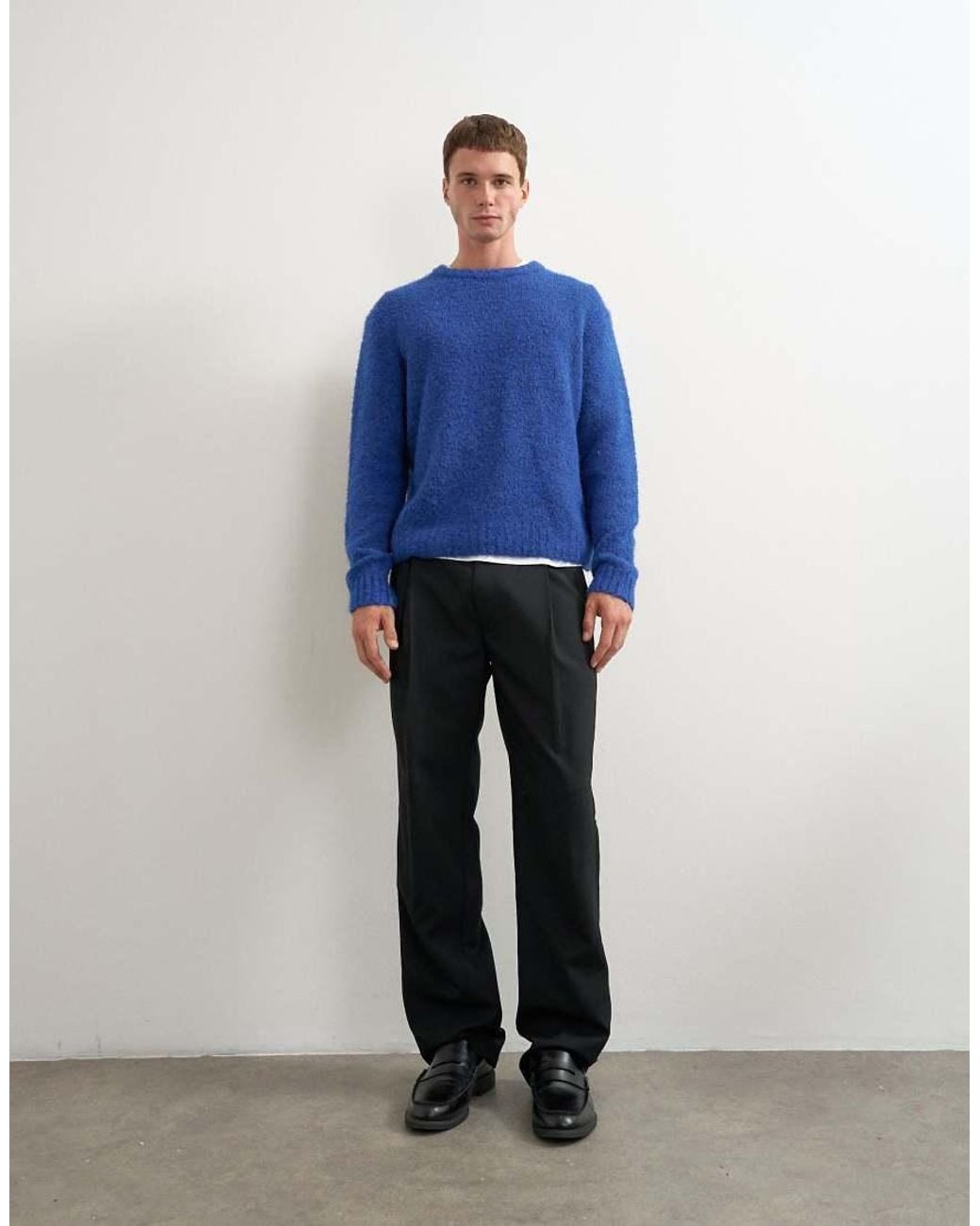 Topman Blue Relaxed Fit Tuxedo Trouser for men