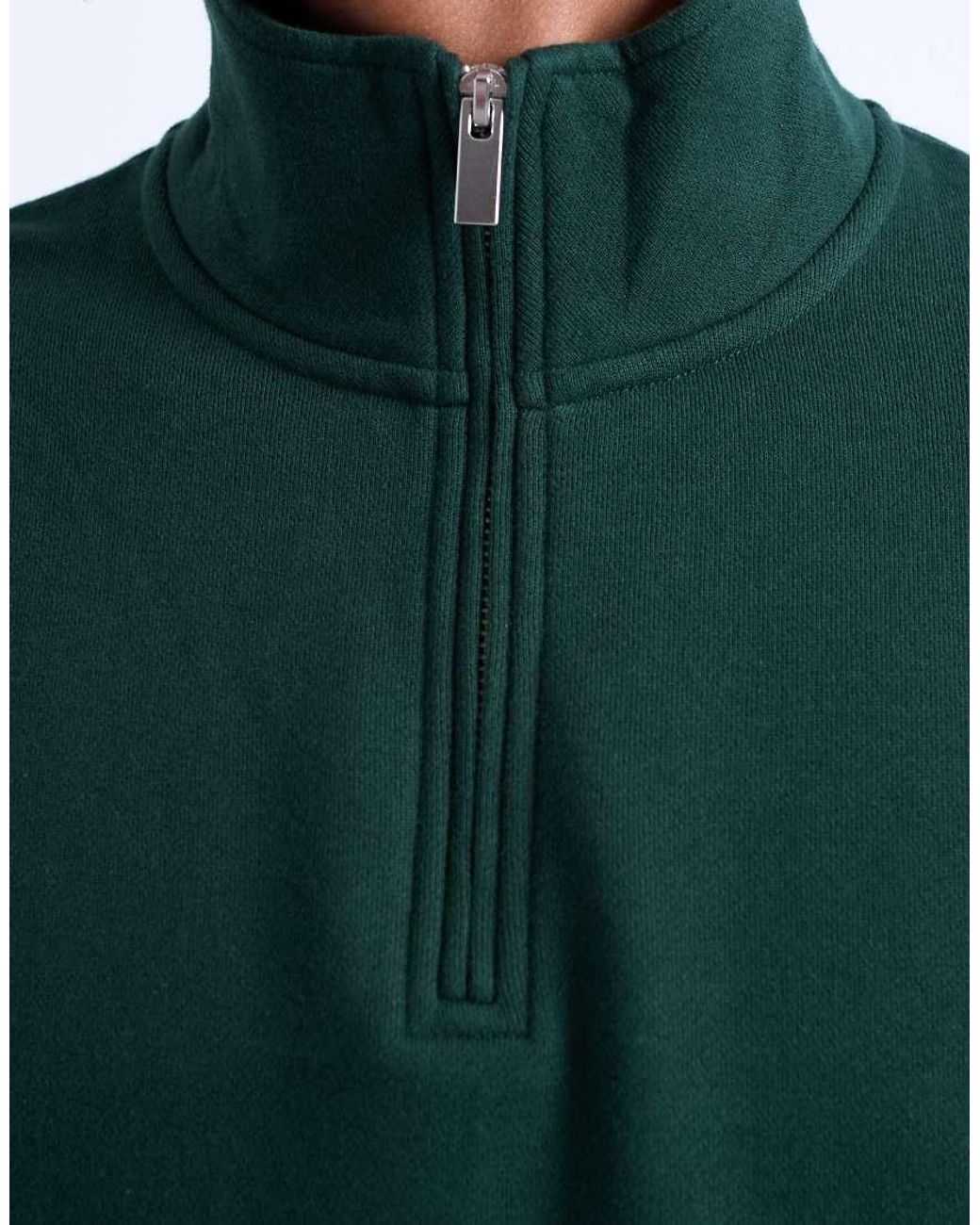Topman Green Heavyweight Oversized Fit 1/4 Zip for men