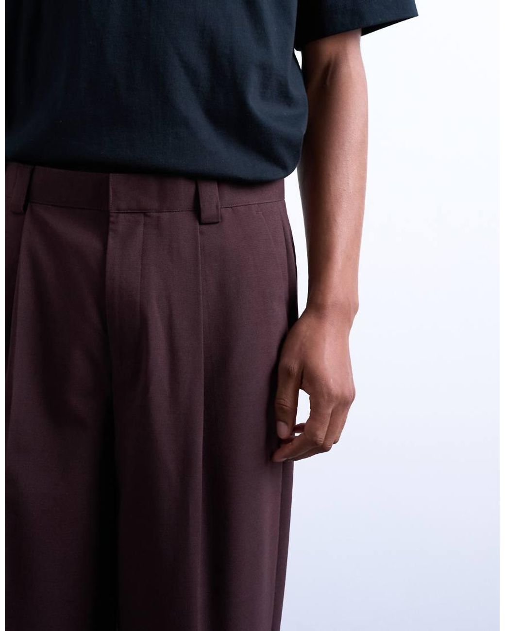 Topman Purple Relaxed Tapered Trousers for men