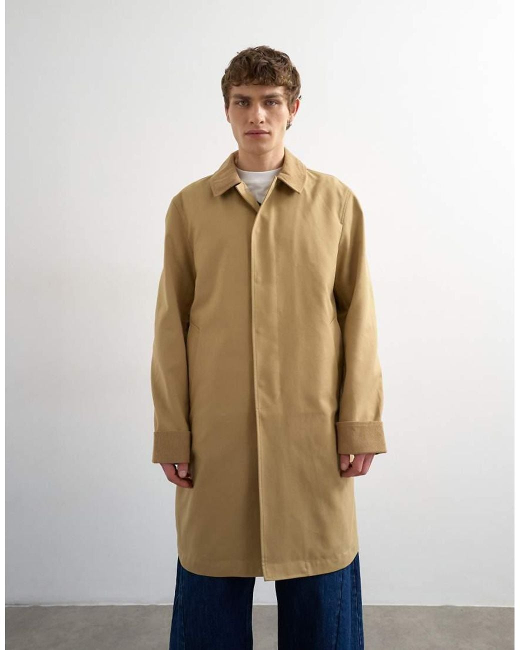 Topman Natural Cord Collar Car Coat for men