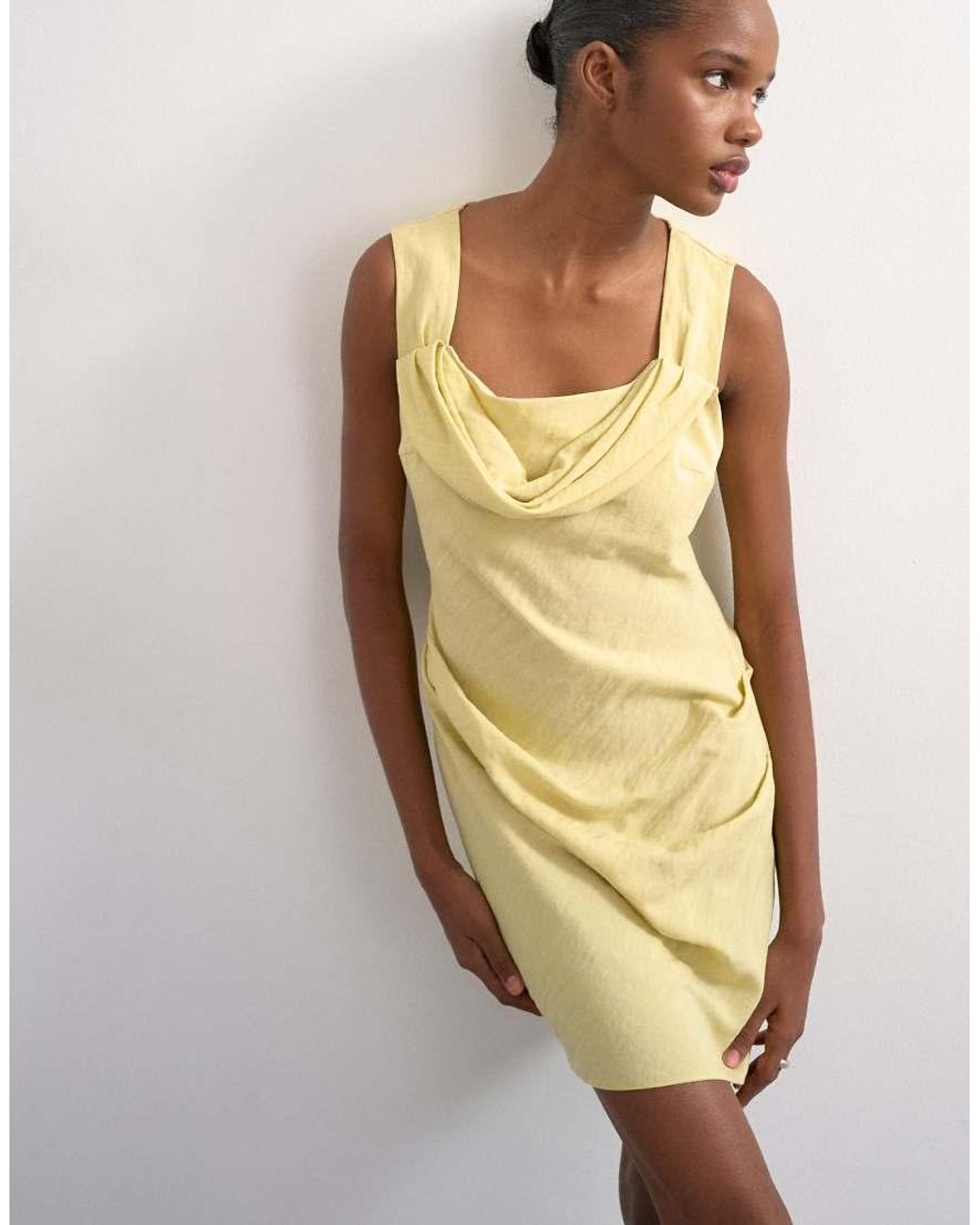 TOPSHOP Natural Structured Drape Mini Dress