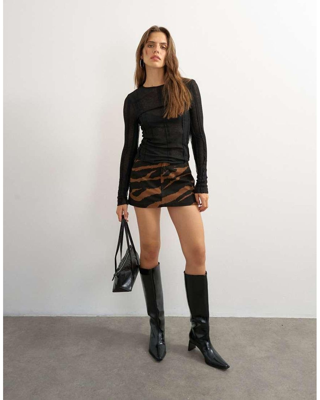 TOPSHOP Black Denim Mini Skirt