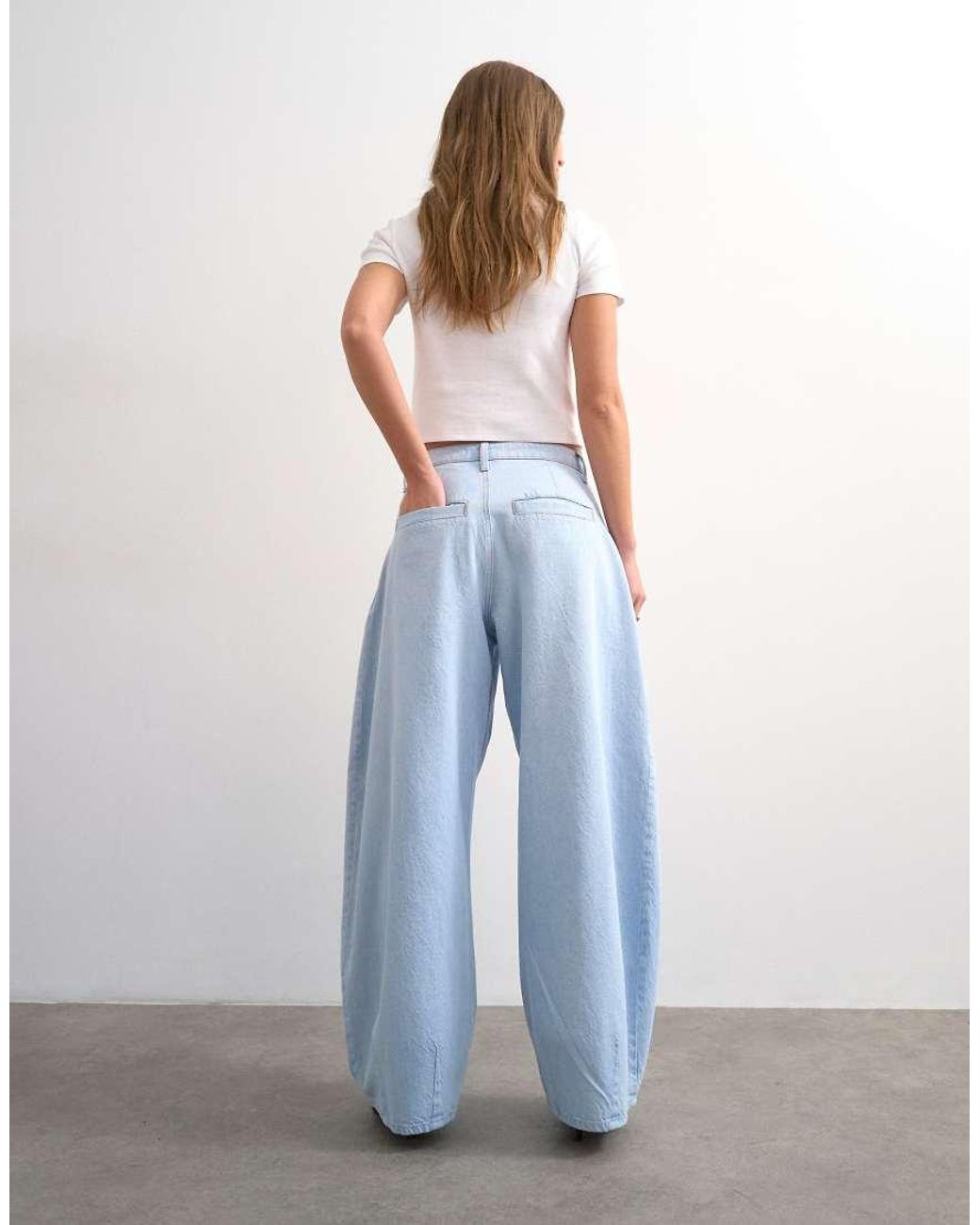 TOPSHOP Blue Cocoon Mid Rise Barrel Jeans