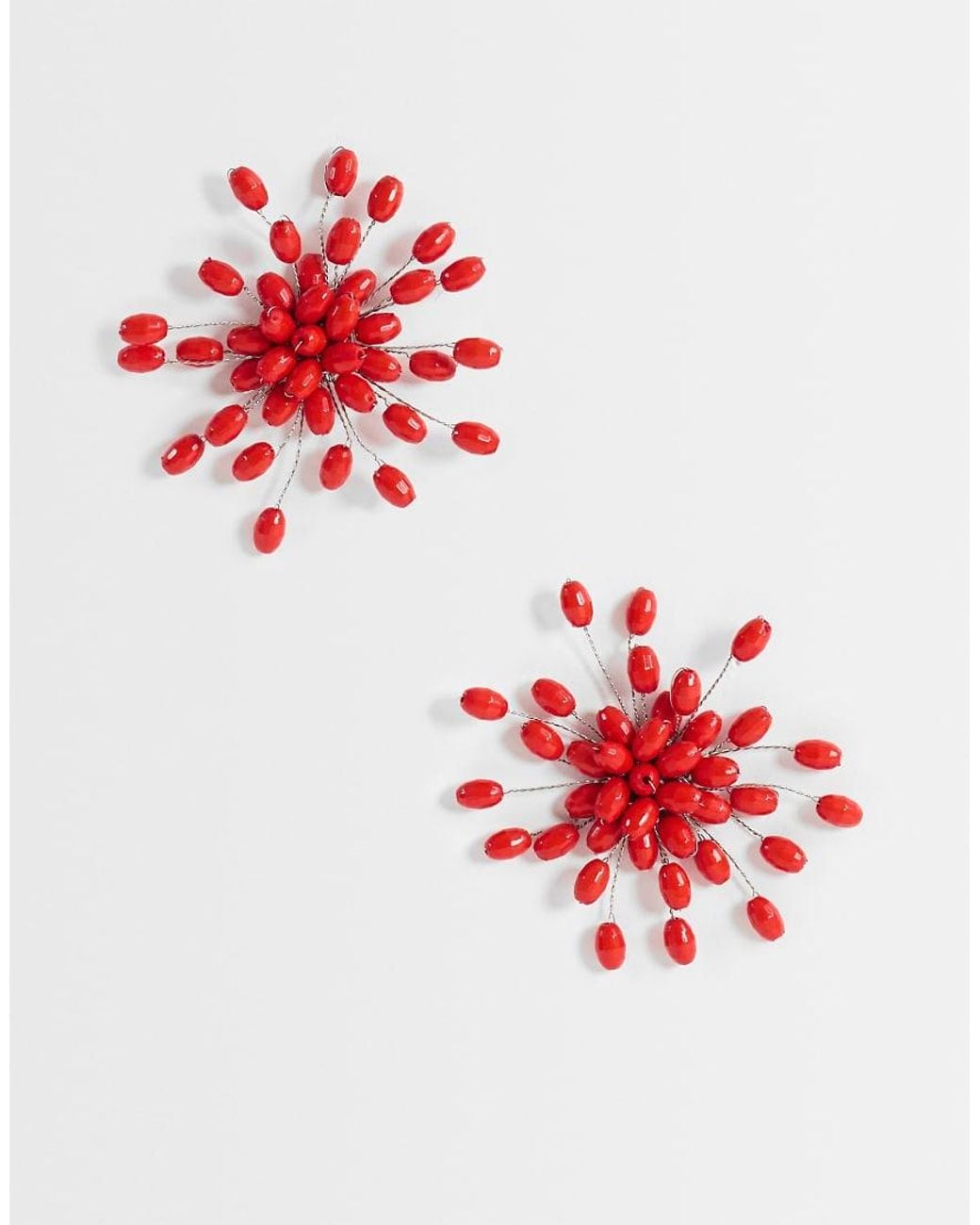 TOPSHOP Red Echo Statement Hand-Made Stud Earring