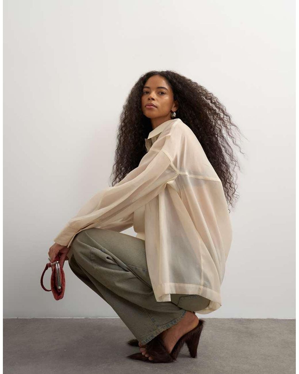 TOPSHOP Natural Organza Shirt