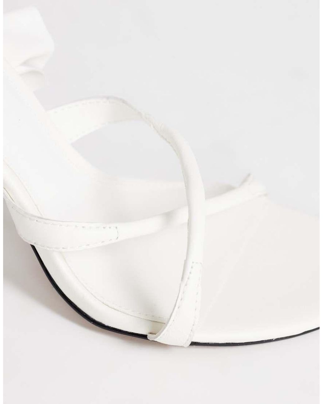 TOPSHOP White Ophelia Real Leather High Heel Sandals With Ruffle