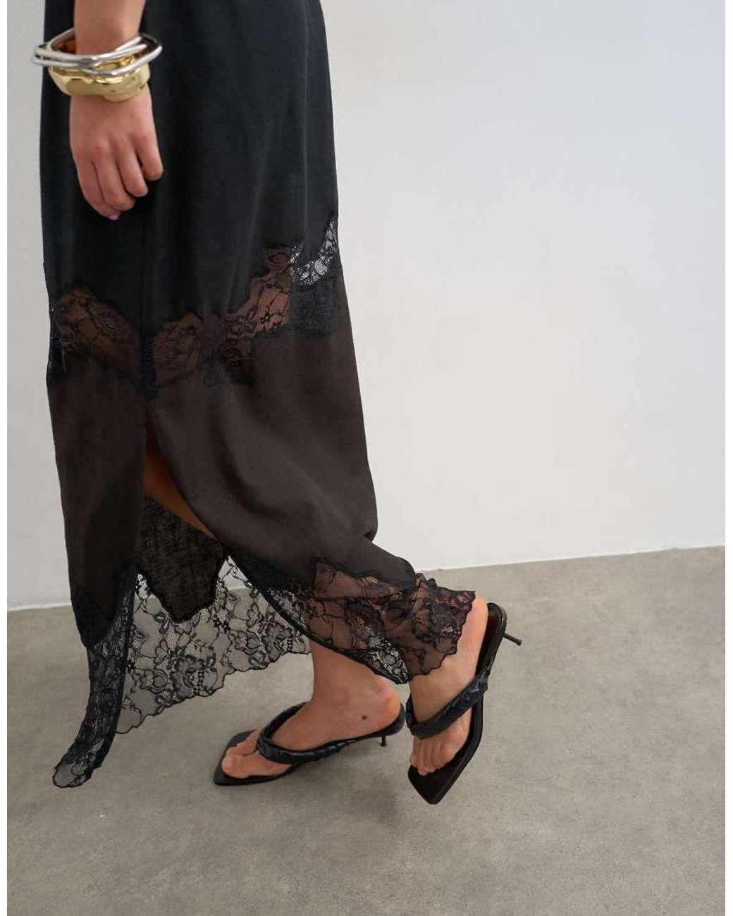 TOPSHOP White Lace Insert Column Maxi Skirt