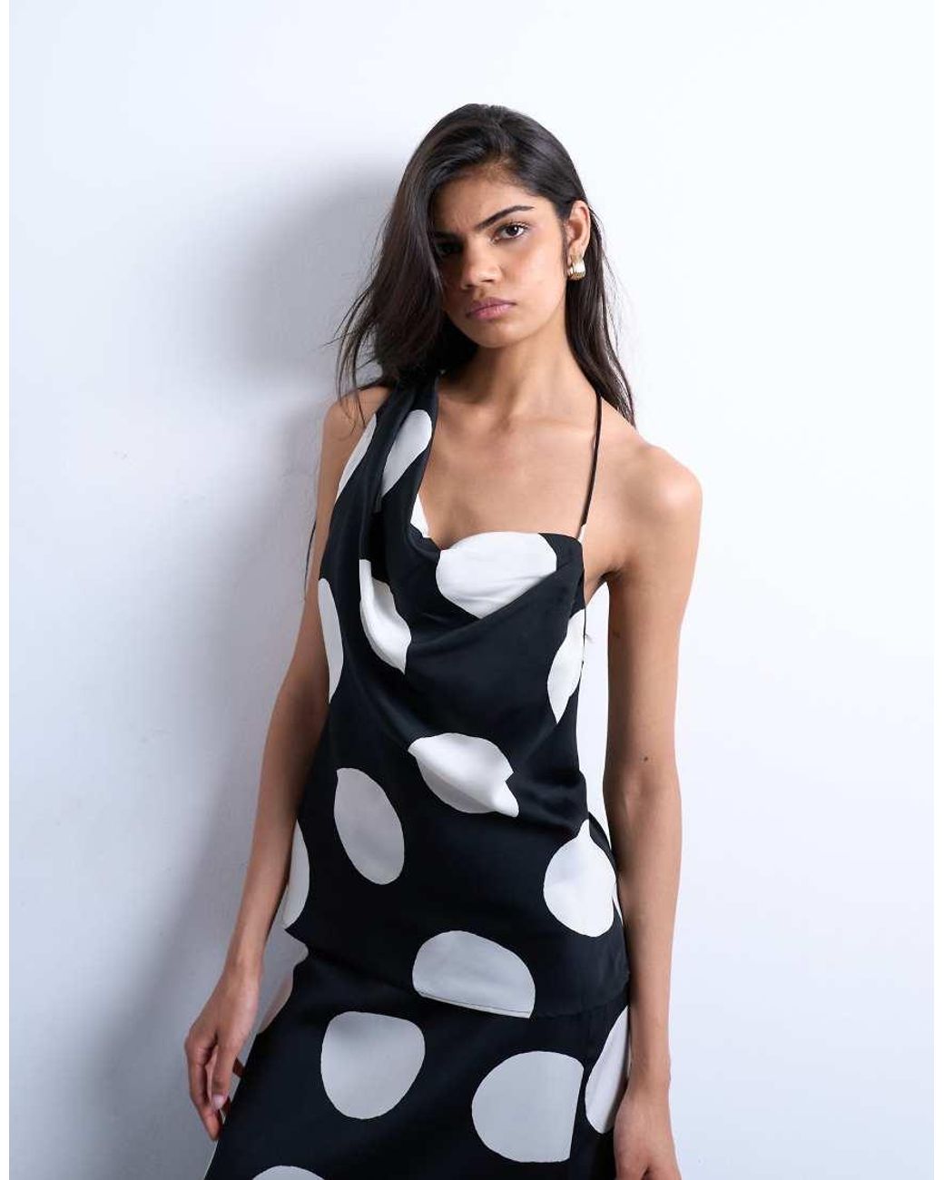 TOPSHOP White One Shoulder Satin Top
