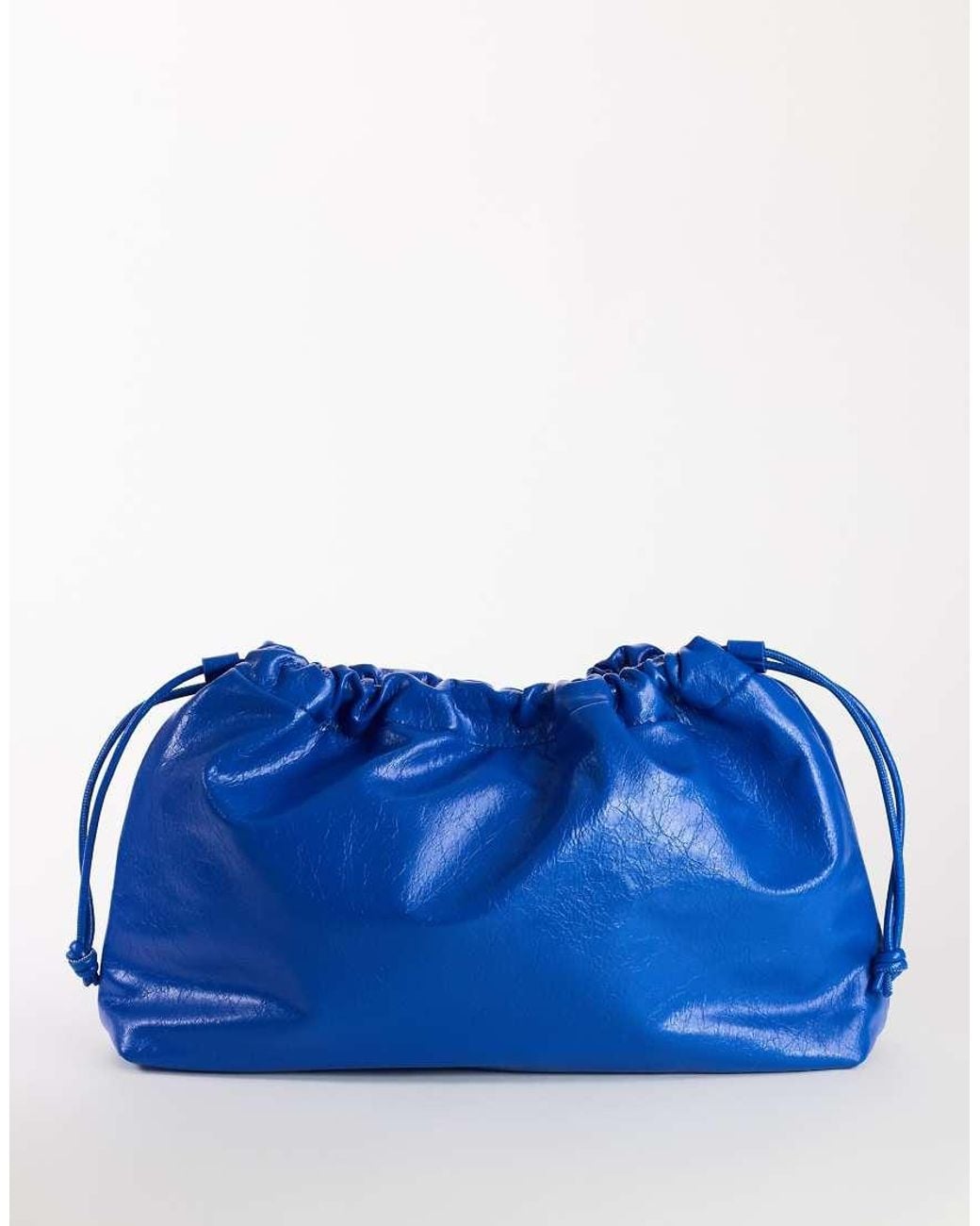 TOPSHOP Blue Chloe Oversized Ruched Pouch Clutch Bag