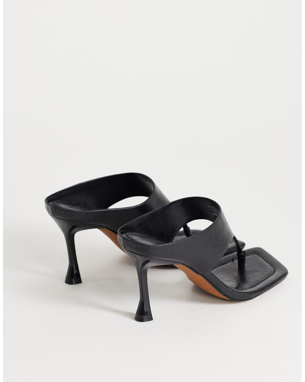 TOPSHOP Black Elodie Toe Thong Mid Heeled Mule