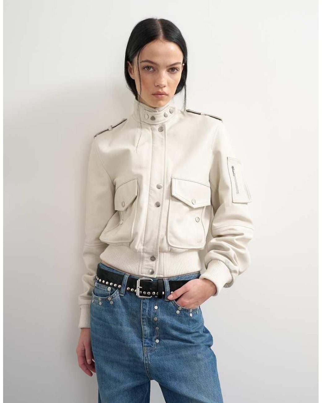 TOPSHOP Natural X Talia Byre Leather Jacket