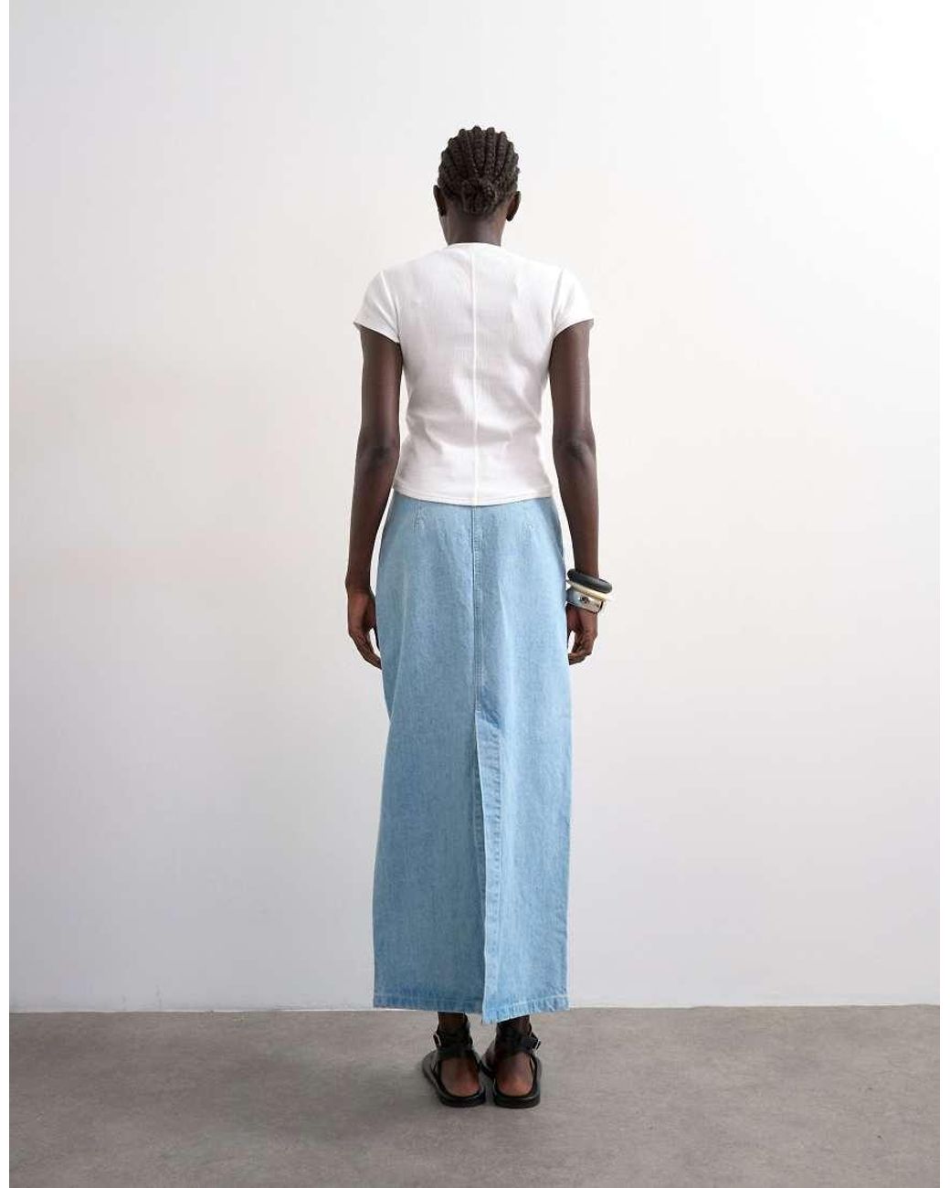TOPSHOP Blue Denim Column Skirt