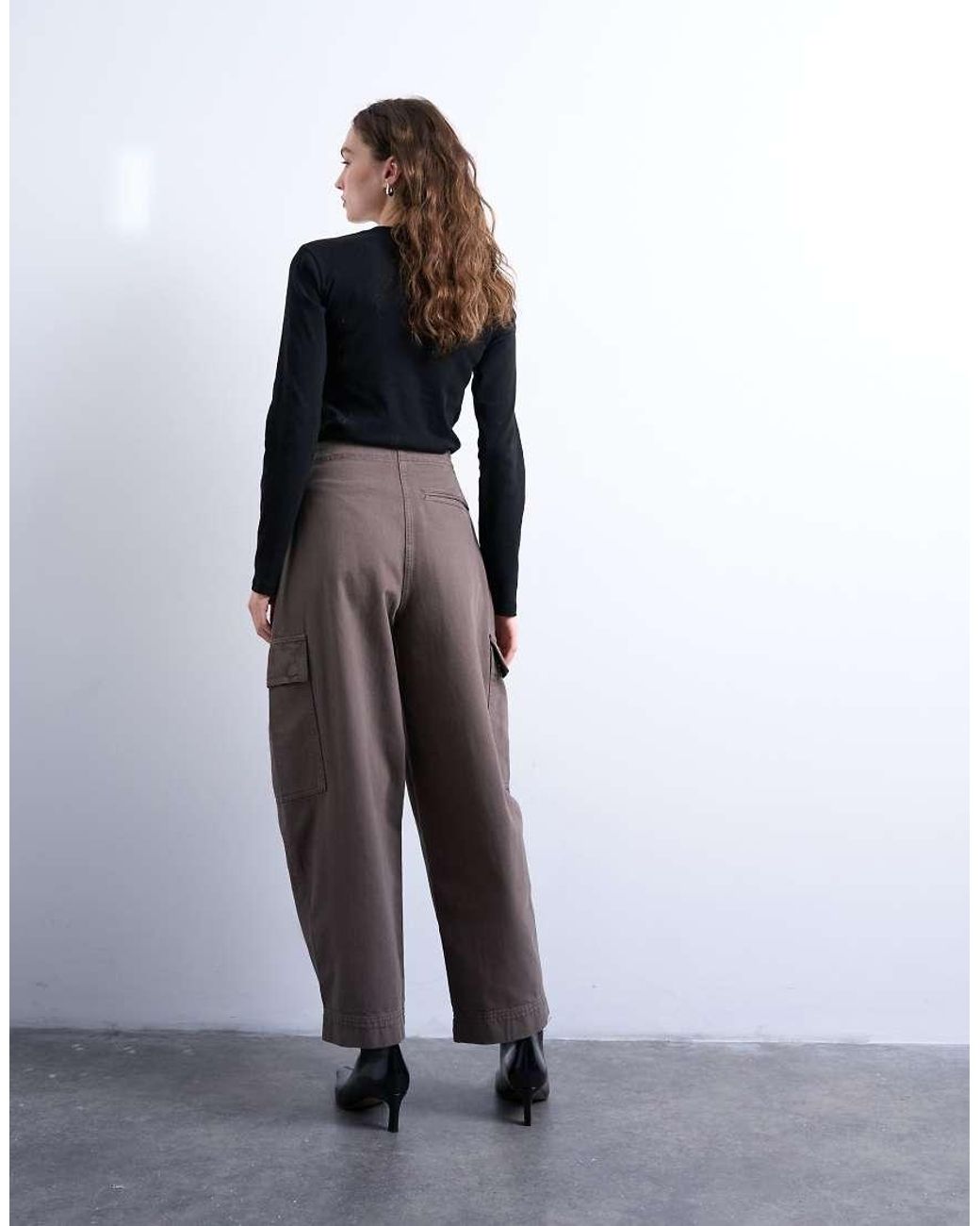 TOPSHOP White Heavy Wash Cargo Trousers With Pleats