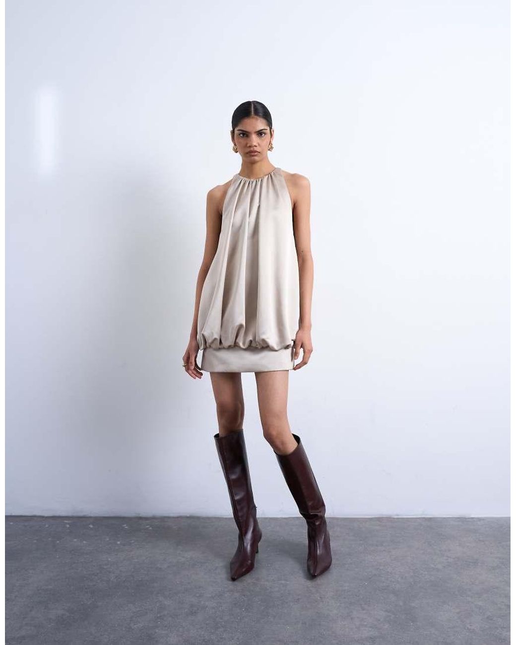 TOPSHOP White Bubble Hem Mini Dress