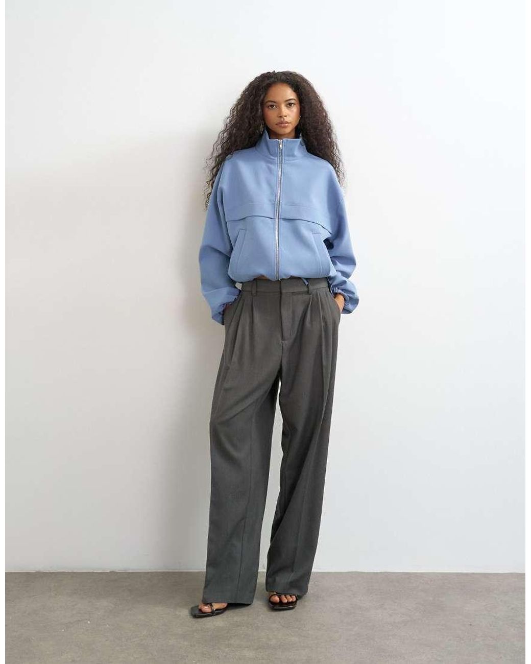 TOPSHOP Blue Co Ord Funnel Neck Jacket
