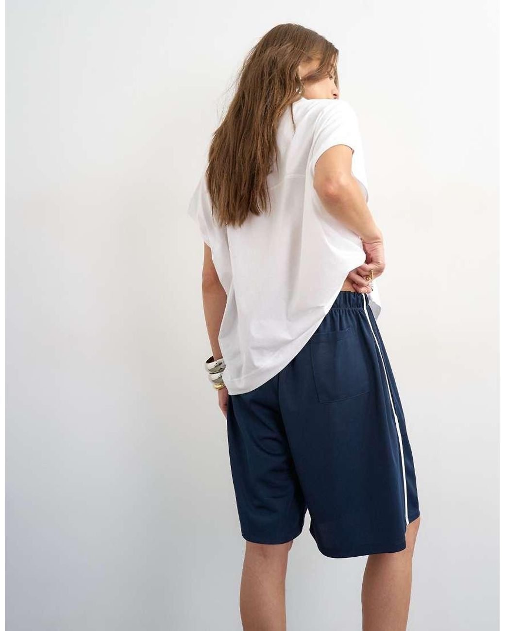 TOPSHOP Blue Sport Stripe Detail Shorts