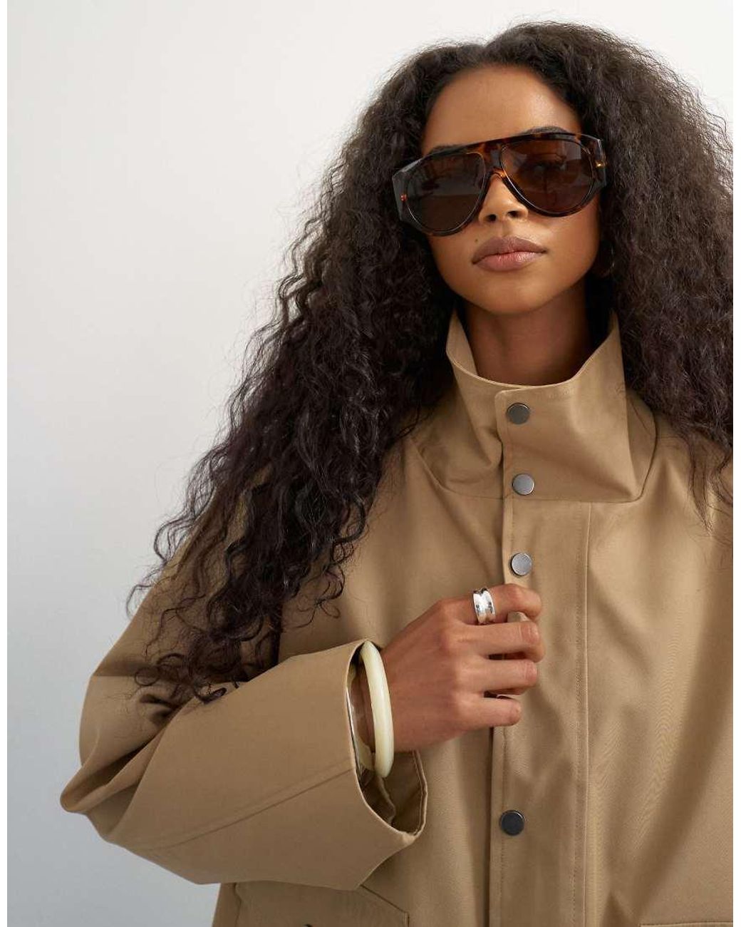 TOPSHOP Natural Bubble Hem Trench