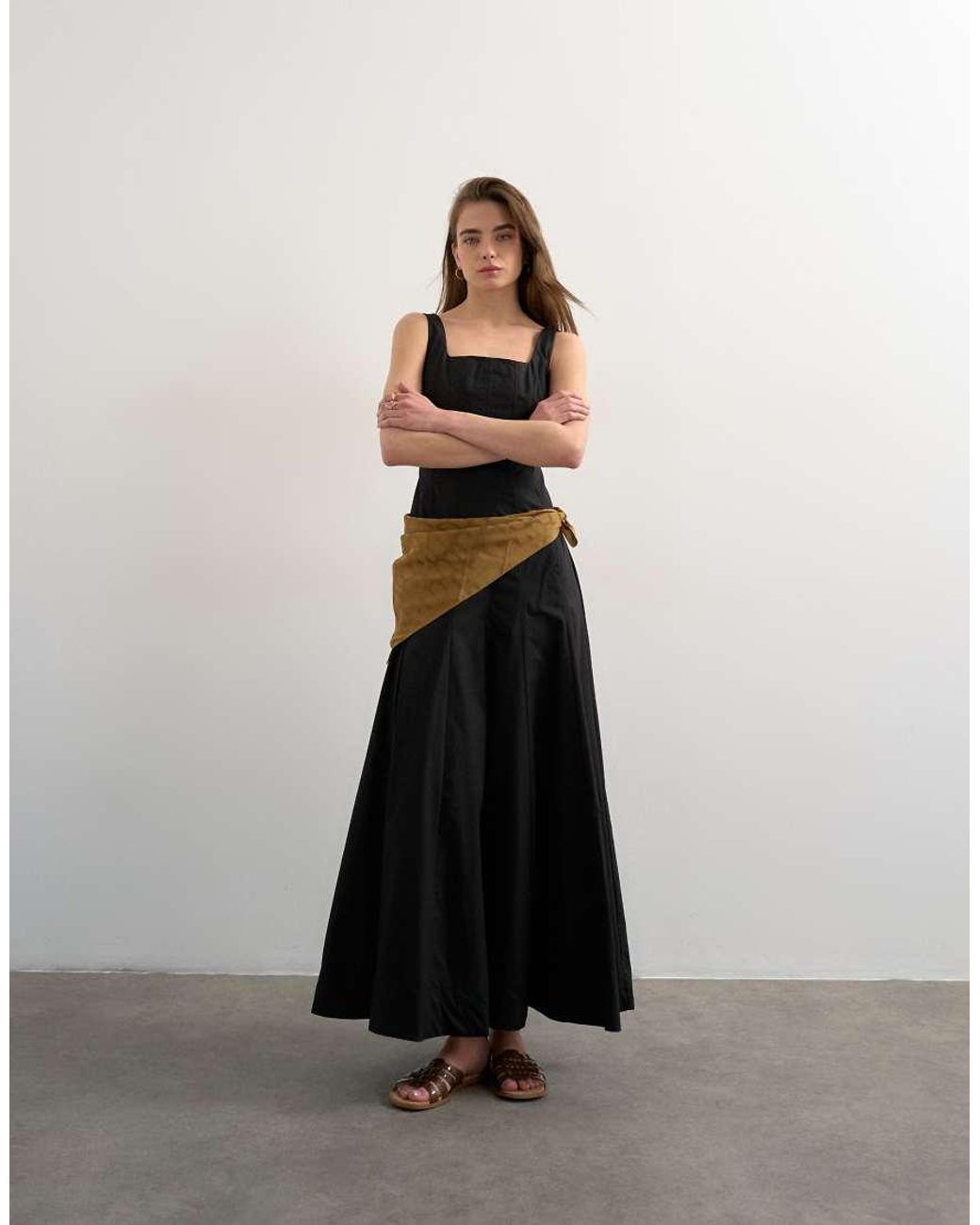 TOPSHOP Black Dropped Hem Full Circle Skirt Sundress