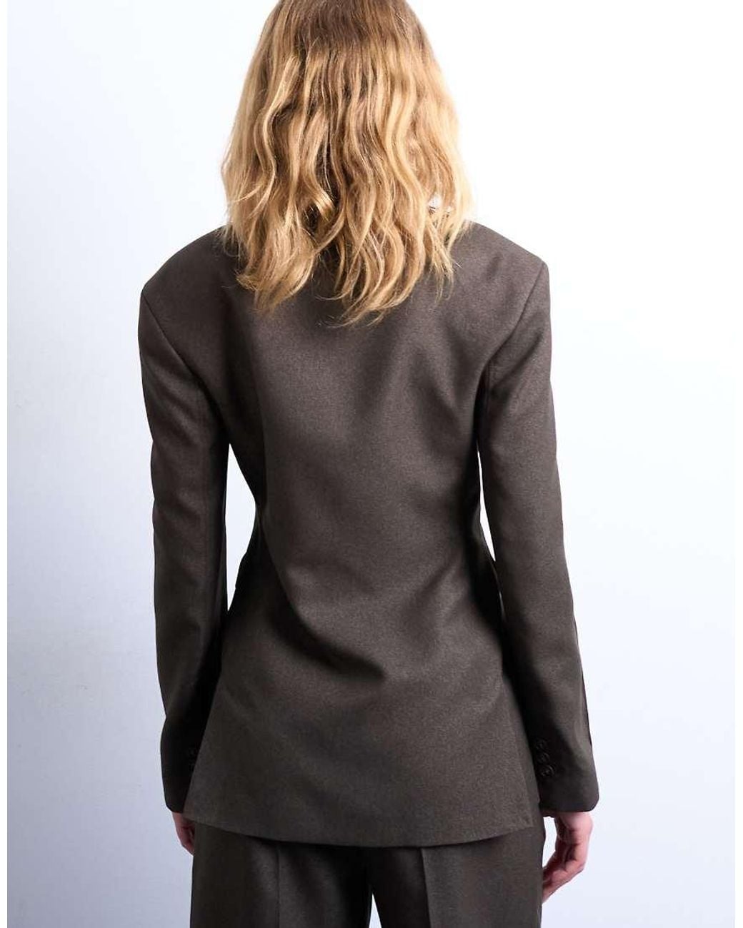 TOPSHOP Black Co Ord Asymmetric Wrap Blazer With Seam Details