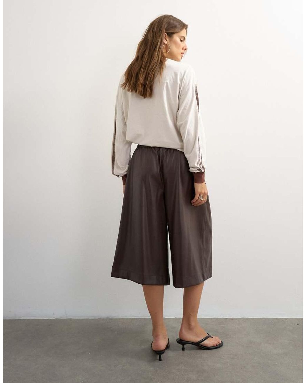 TOPSHOP Gray Faux Leather Culotte