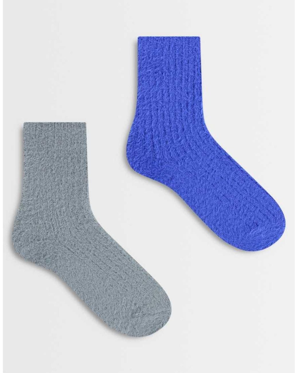 TOPSHOP Blue 2pk Cosy Fluffy Socks