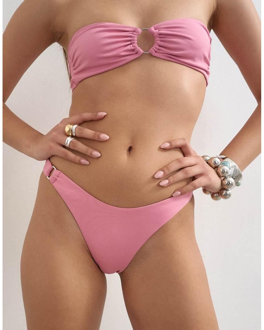 TOPSHOP Pink Thailand High Leg Cheeky Bikini Bottoms